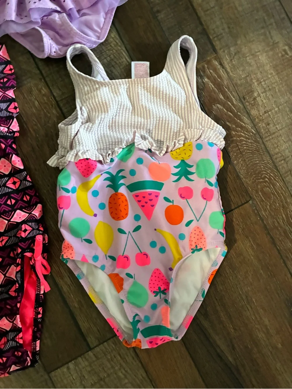 Cat & Jack sz 3T 4-Piece Swim Set Lavender Ruffle Bikini + Patterned One-Pieces